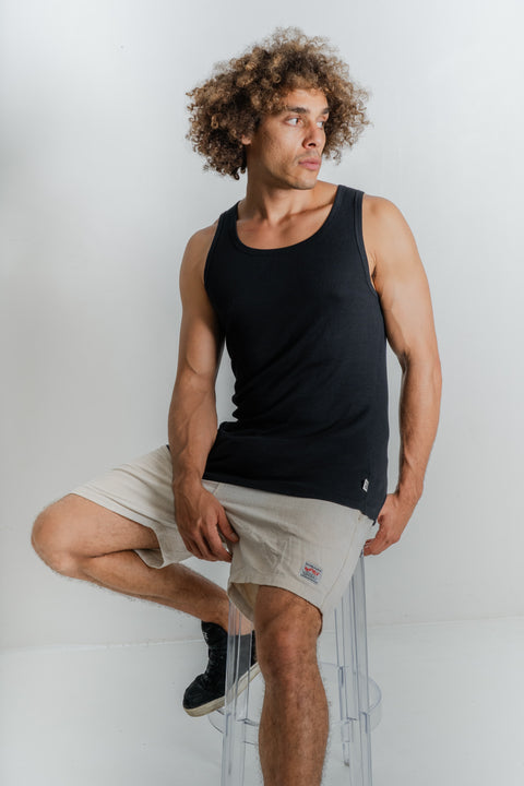 Organic cotton black singlet by Reer Endz on male mode