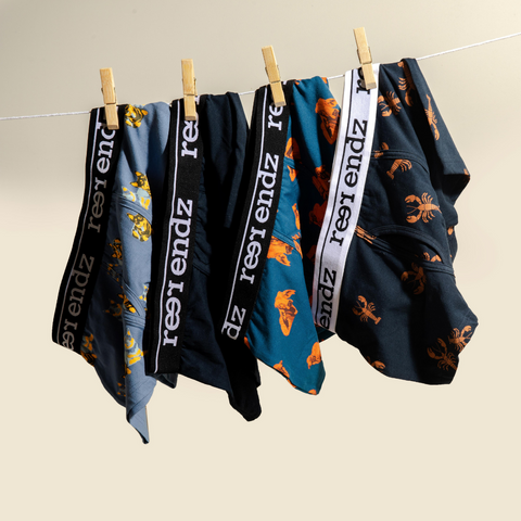 Organic cotton Men's Trunks hanging on the clothesline