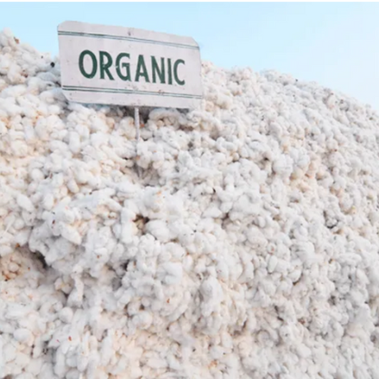 Organic cotton farm with image of organic cotton